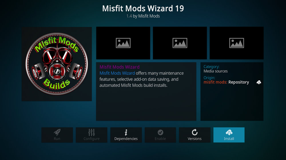 Install Kodi Misfit Mods Wizard addon