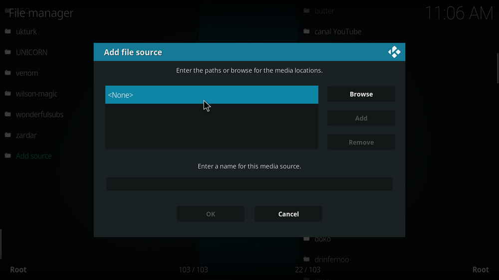 Install Kodi repositories with File Manager source URL