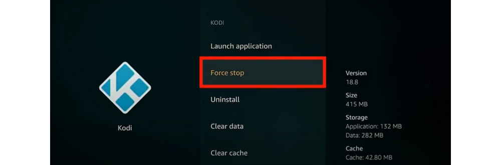 Force stop Kodi