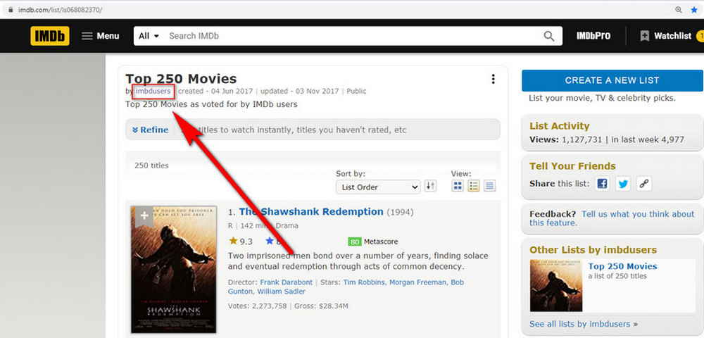 Browse other users' IMDB lists on Kodi
