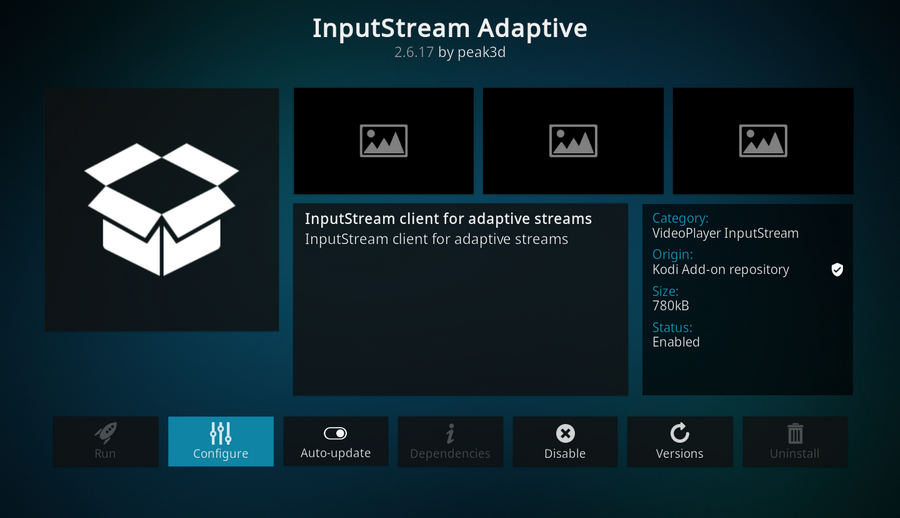 InputStream Adaptive addon installed