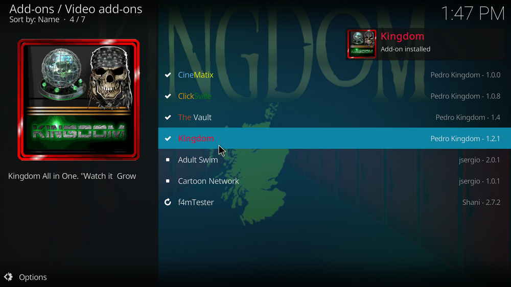 Kingdom addon installed