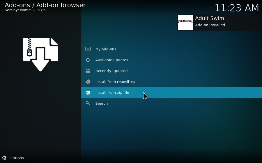 Adult Swim Add-on Installed