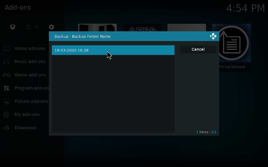 Restore Kodi 2