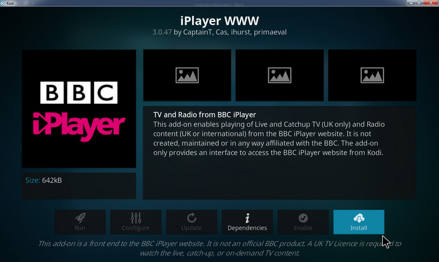 Install BBC iPlayer for Kodi 