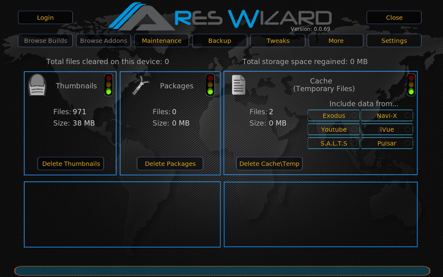 Clear Cache Kodi in Ares Wizard
