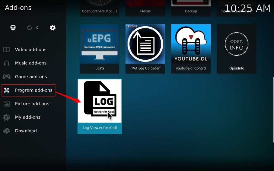 Run Log Viewer for Kodi