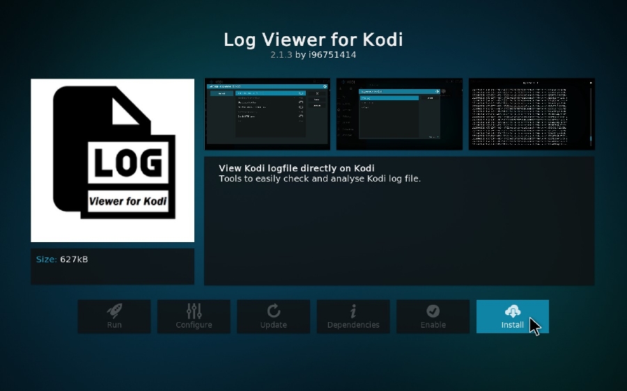 Install Kodi Log Viewer
