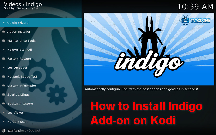 Indigo Kodi Installation