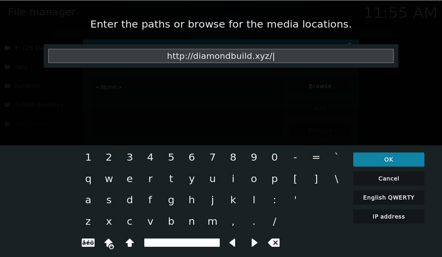 Enter the path of media location