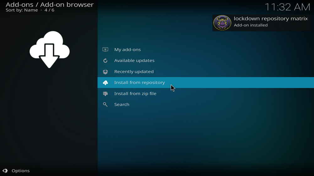 lockdown repository matrix Add-on installed