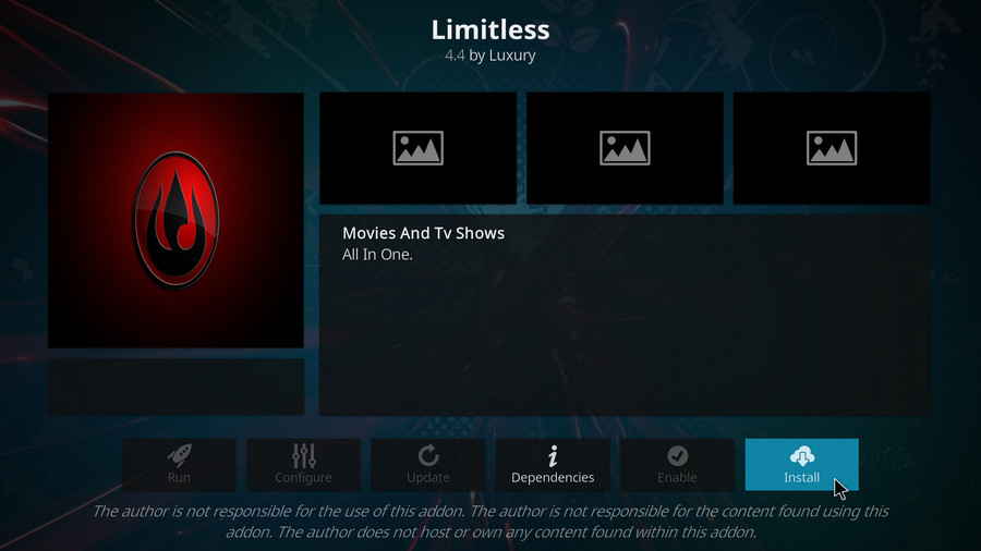 Install Kodi Limitless addon