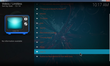 Live TV addon for Kodi