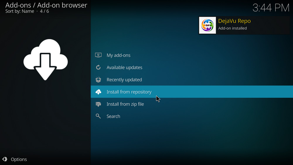 DejaVu Repo Add-on installed