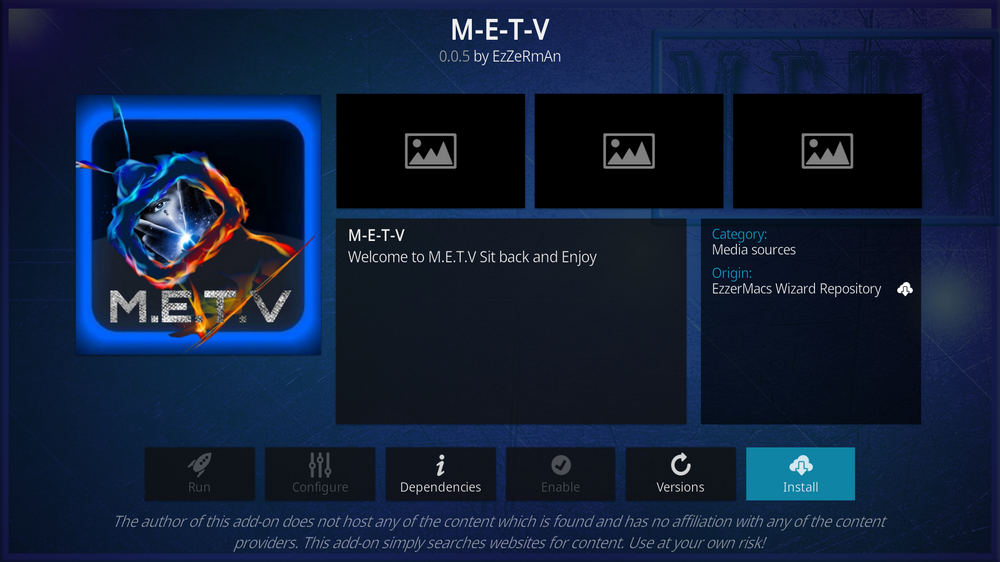 Install Kodi M-E-T-Vaddon