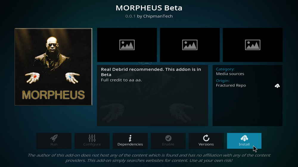 Install Kodi MORPHEUS addon