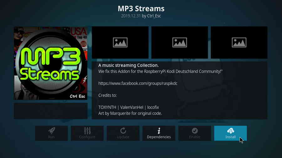 Install Kodi MP3 Streams addon