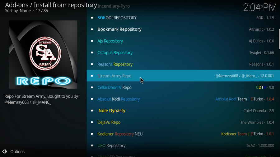 Select Stream Army Repository