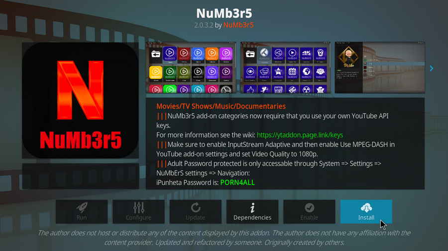 Install Kodi Numbers addon