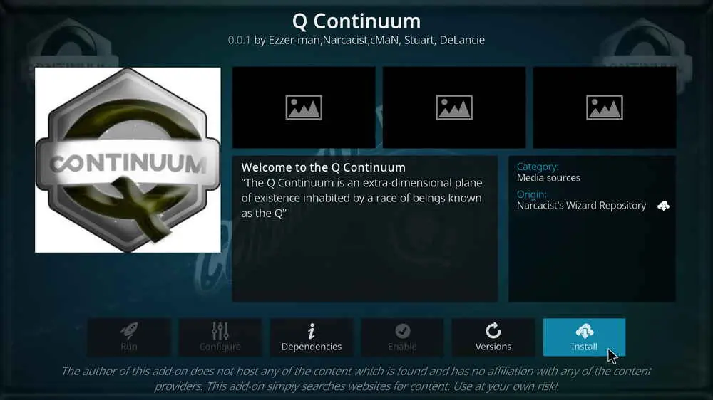 Install Kodi Q Continuum addon