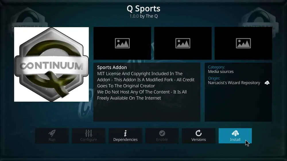 Install Kodi Q Sports addon