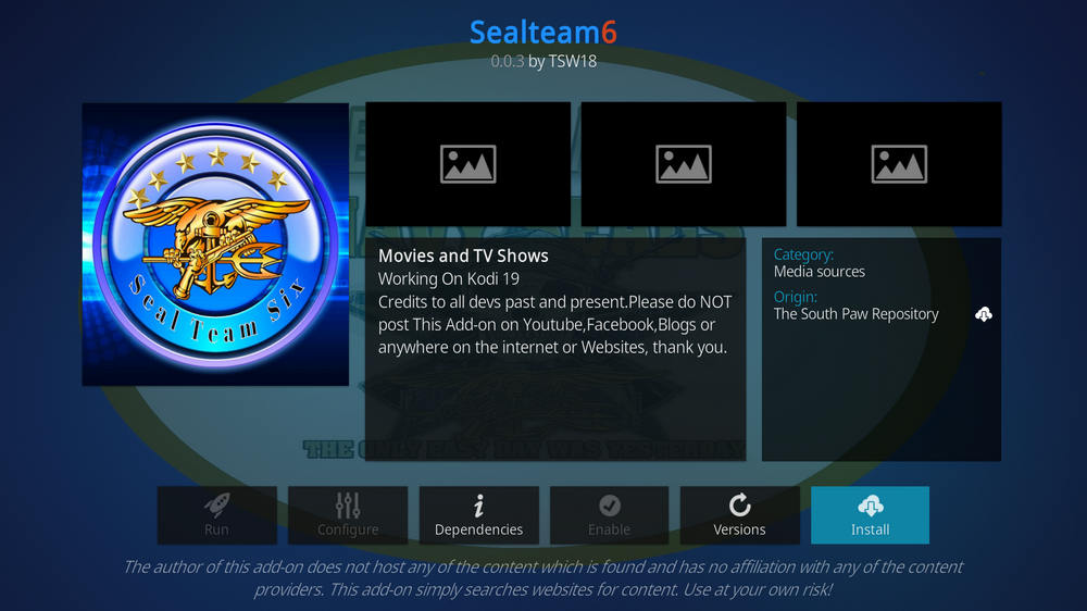 Install Kodi Sealteam6 addon