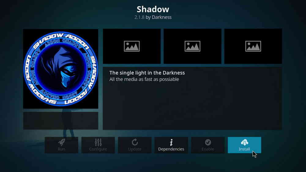 Install Kodi Shadow addon