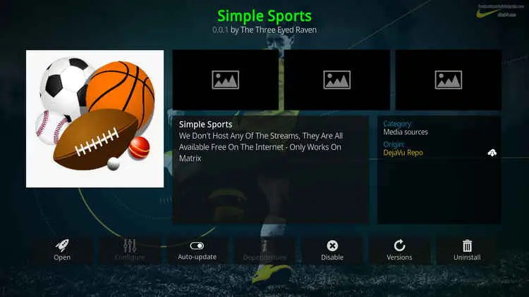 Simple Sports Kodi addon