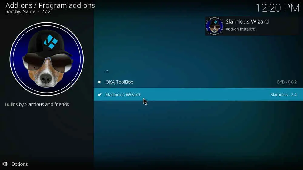 Slamious Wizard addon installed