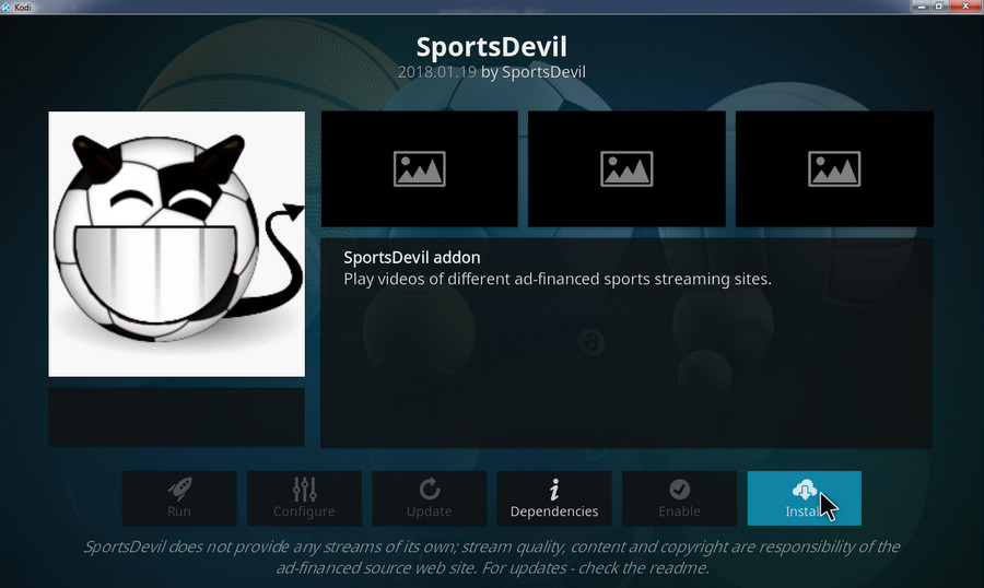 Install Kodi SportsDevil addon 