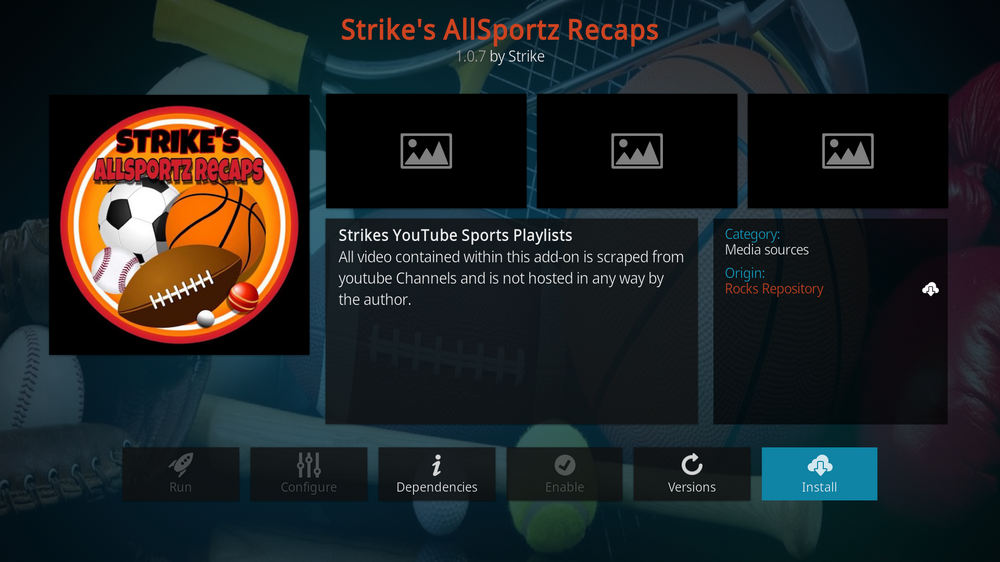 Install Kodi Strike's AllSportz Recaps addon