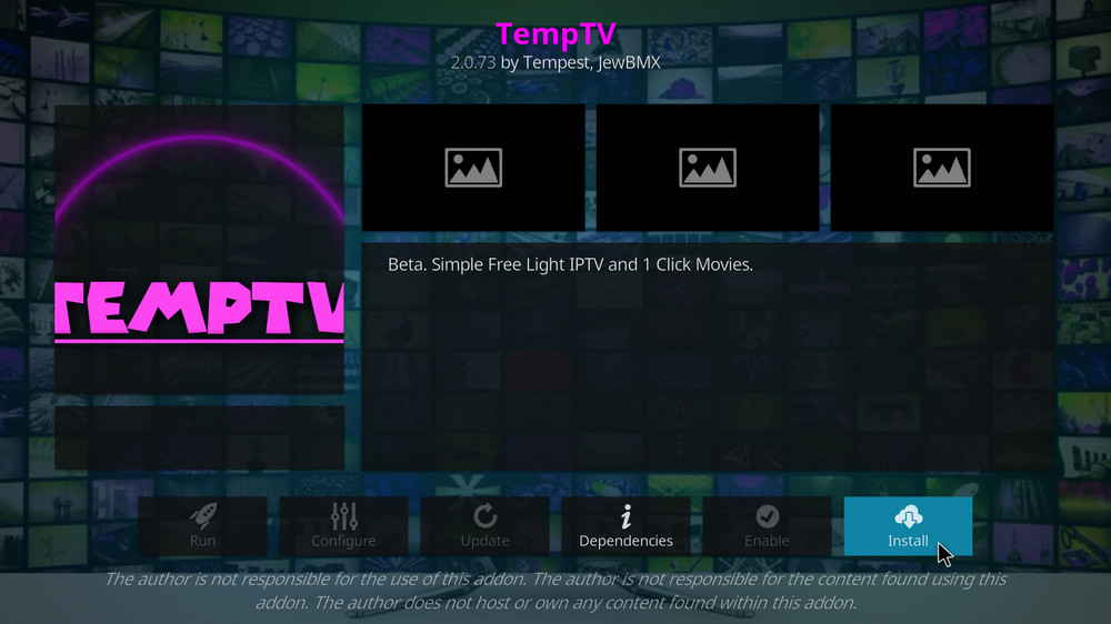 Install Kodi TempTV addon