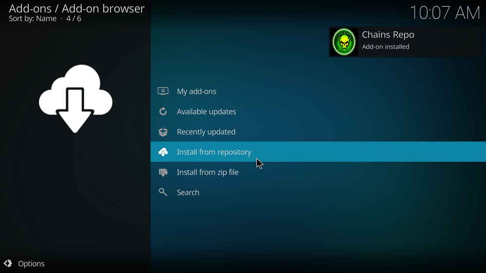 Chains Repo Add-on installed