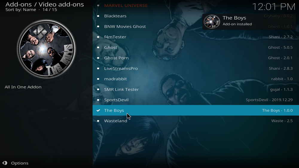 The Boys addon installed