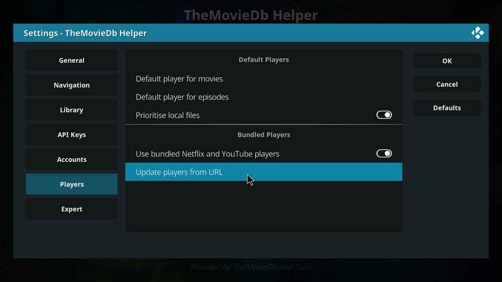 Go to Players tab in settings