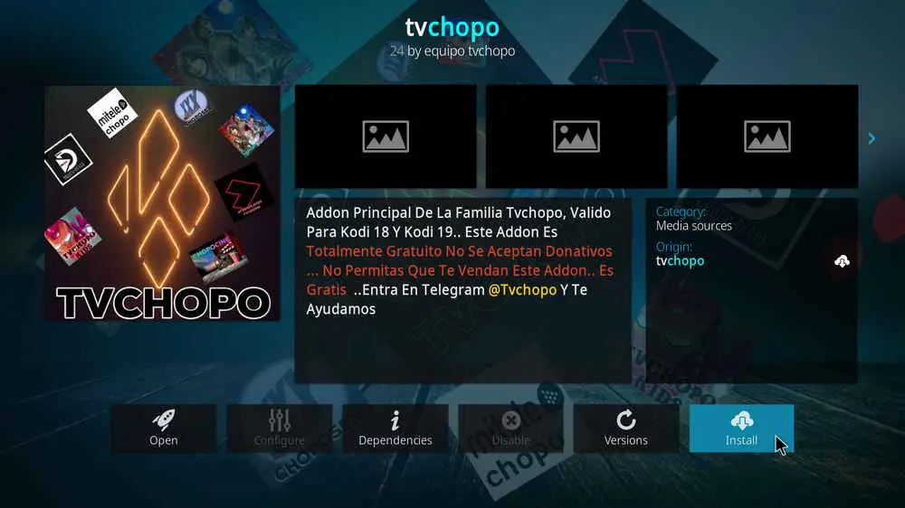 Install Kodi TV Chopo addon