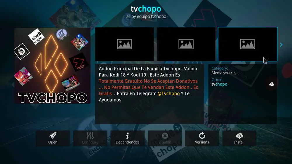TV Chopo addon installed