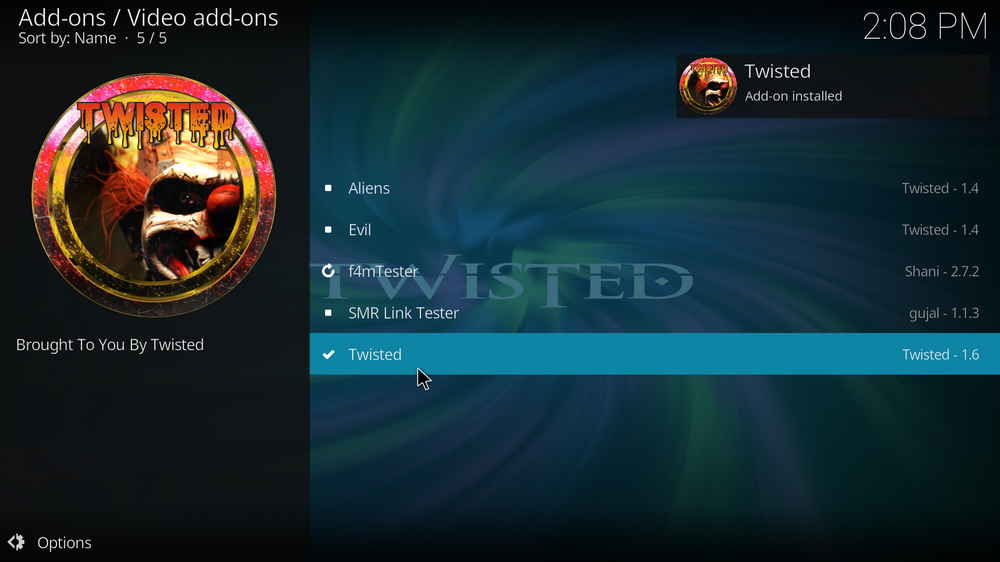 Twisted addon installed