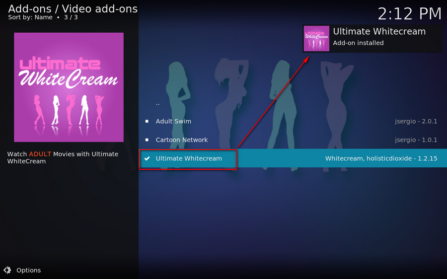 Kodi Whitecream Installed