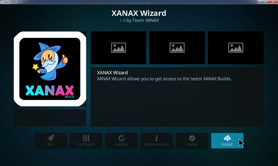 Install Xanax wizard