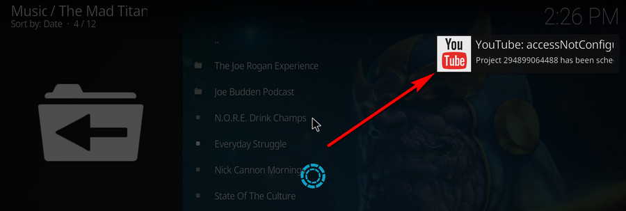Typical Kodi addon YouTube access issue