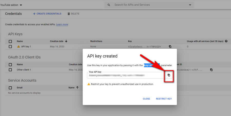 Get the API key