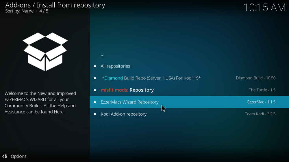 Select EzzerMacs Wizard Repository