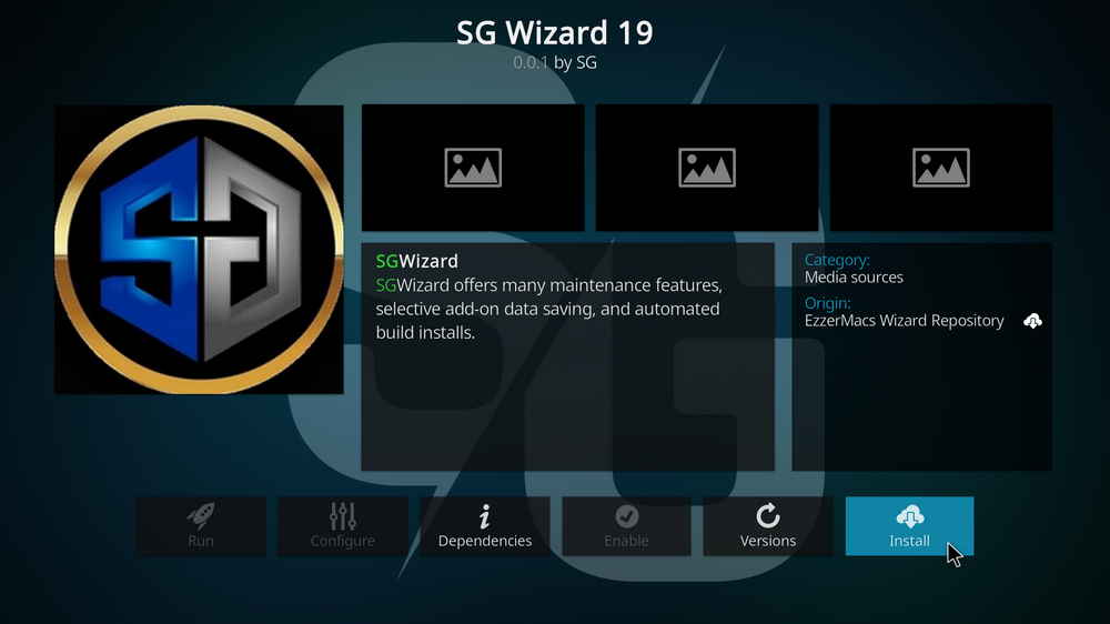 Install Kodi SG Wizard 19 addon