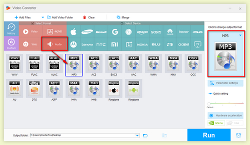 Set MP3 as the Output Format