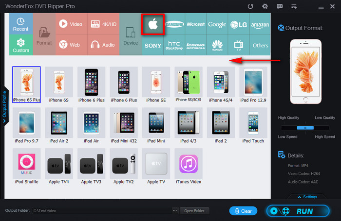 Set iPhone 7 or iPhone 7 Plus as Output Format