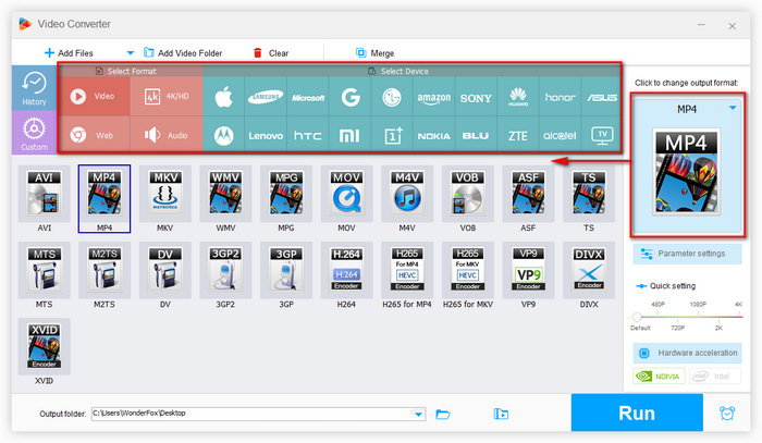 Select MP4 format