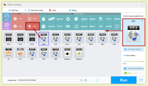 Choose MP3 as Output Format