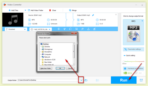 Set Output Folder & Start Conversion