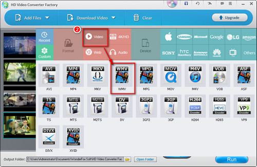 Choose output video format